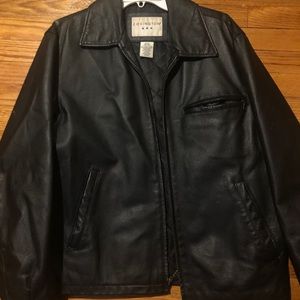 Oversized genuine leather jacket